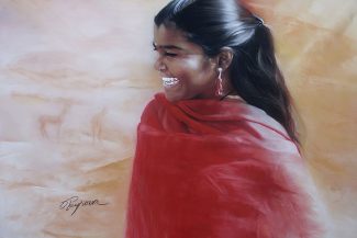 Tableau portrait pastel Inde - Le départ