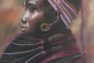Tableau portrait pastel Afrique- La garde noire
