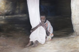 Tableau portrait pastel Afrique- Le temps qui passe